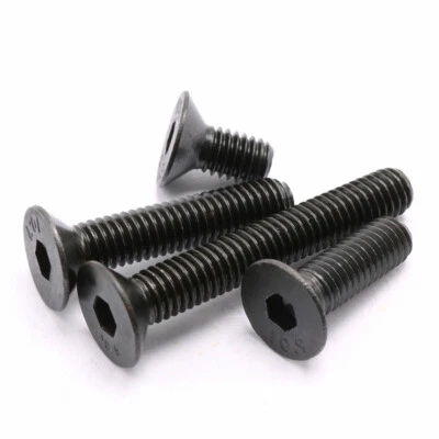 QUARKMRO 3/16 1/4 5/16 3/8 Hex Socket Bolt Countersunk Flat Head Screws Black Alloy Steel