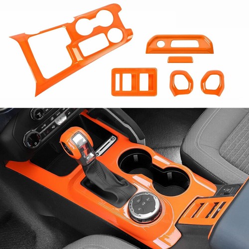 6PC ORANGE DASHBOARD SHIFT PANEL DECOR COVER KIT FOR FORD BRONCO 21+ ACCESSORIES - Picture 4 of 11