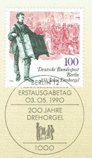 GERMANIA BERLINO 1990 200°ANNIV. DELL'ORGANETTO DI BARBERIA 1 Val. Cat.U.833