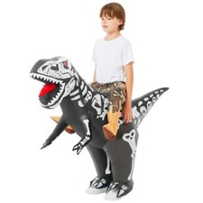 Inflatable Dinosaur Costume Kids Ride-on Inflatables Blow Up Dino Costume Ske...
