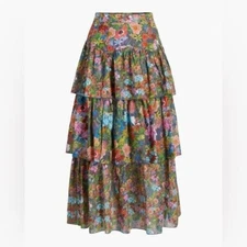 Warm NY / ruffle Tiered Band Floral Maxi Skirt XS