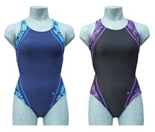 ACCLAIM Fitness Belize Atlantic Print Panel Ladies Racer Lined Swimming Costume
