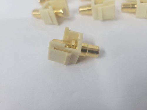 10 Pcs RCA Keystone Jack Coupleur Audio Vidéo Snap In Insert Blanc Centre (Ivoire) - Photo 5/5