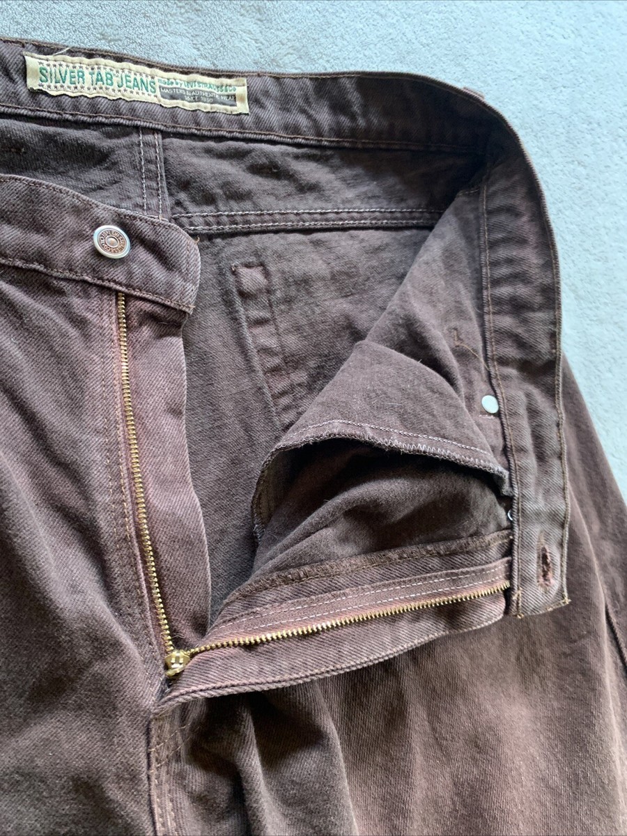 Vintage Levis Silvertab Jeans Mens 34x33 Dark Brown Baggy Loose