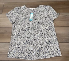 Fun2Fun - Lexy Button Down Blouse Floral Print Womens XS Top