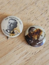 ORIGINAL 1908 TAFT PRESIDENT Campaign PIN BACK BUTTON POLITICAL WILSON 1912 2pcs