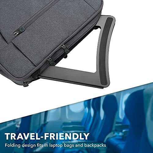 **Adjustable Black Steel Laptop Stand for Desk - 5 Height Options**
