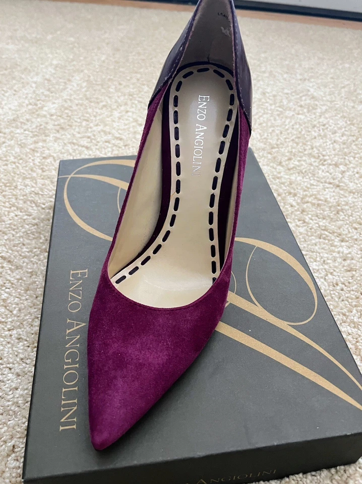ZAPATOS DE SALÓN ENZO ANGIOLINI MUJER MORADO GAMUZA Y CUERO 4" TACÓN TALLA 5.5 Foto 4 de 4