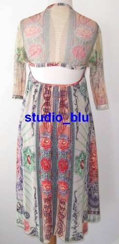 JEAN PAUL GAULTIER SOLEIL Vintage Money Print Mesh Cut Out Open Back Dress M - Picture 3 of 3