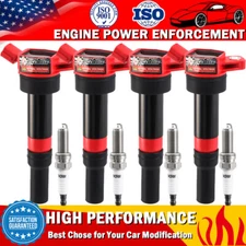 4 Pack Ignition Coils and Spark Plugs For Hyundai Kia Elantra Tucson Forte UF651
