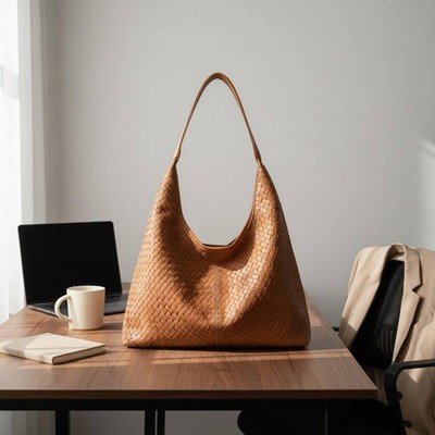 Gewebte Tragetasche Retro Design Umhängetasche Handtasche verschleißfest für Arbeit, Damen