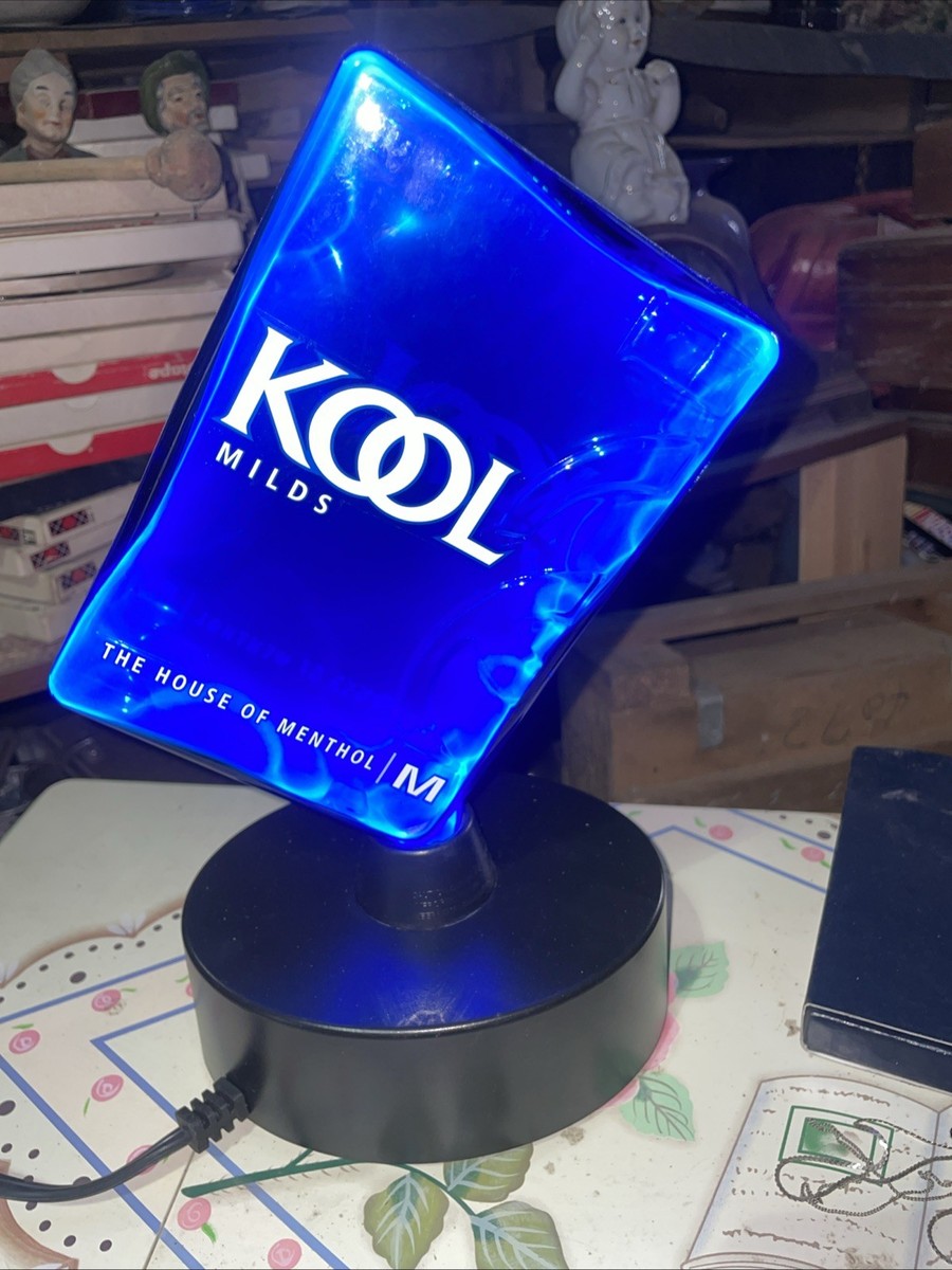 KOOL MILDS CIGARETTE BLUE PLASMA GLASS LIGHT DISPLAY SIGN TOBACCO Electric 