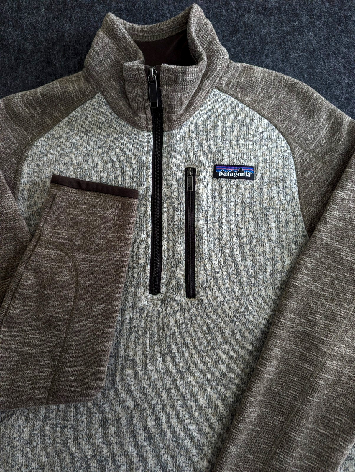 Patagonia Better Sweater Mens XS Heather Brown Quarter Zip Pullover Jacket EUC