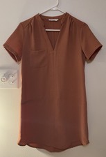 Lush Terra Cotta Mini Casual Short Sleeve Shirt Dress Women’s XS