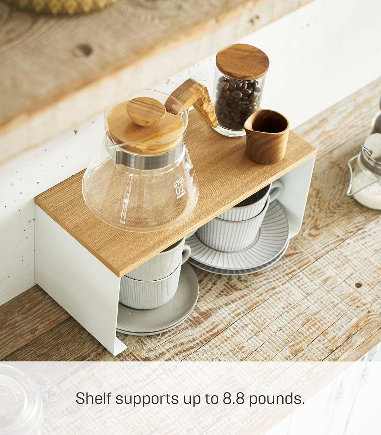 Étagère de cuisine blanche Tosca 3922 slim en acier et bois pour optimiser le plan de travail