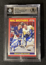 BRIAN & JOE MULLEN SIGNED AUTOGRAPHED 1991-92 SCORE CARD NHL BROTHERS BECKETT