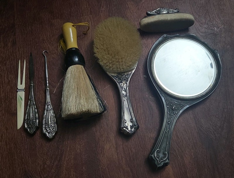 Antique clothing brush mirror And accessory