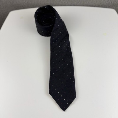 Vintage Christian Dior Mens Tie Black Micro-Dot Pattern