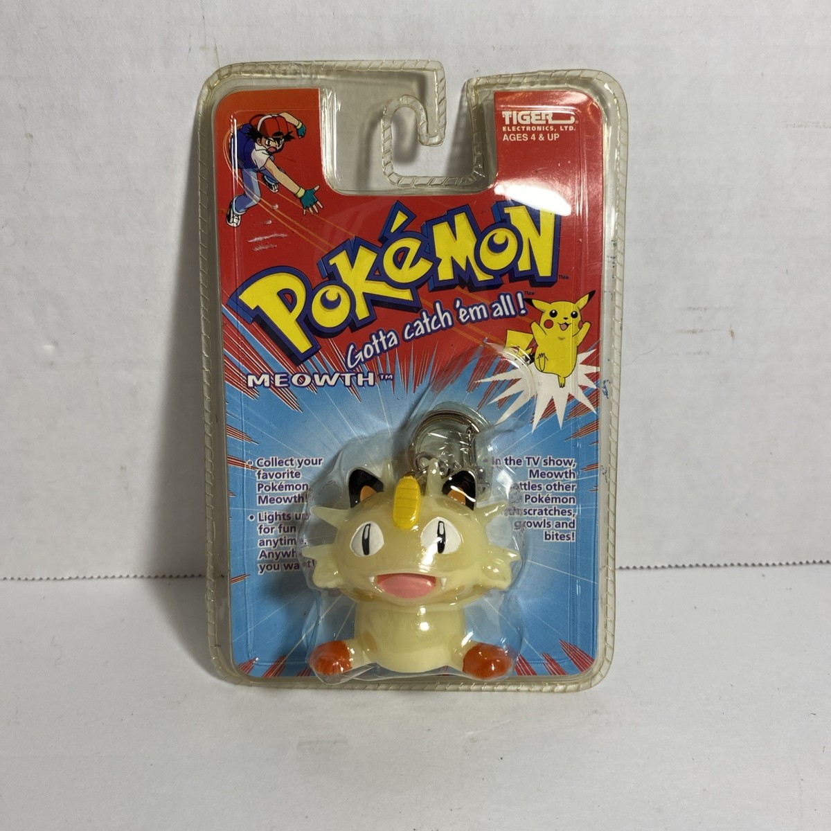 1999 Pokemon Meowth Light Up Keychain Tiger Electronics New Old