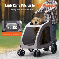 VEVOR Pet Stroller, 4 Wheels Dog Stroller with Brakes, 160lbs Weight Capacity, P