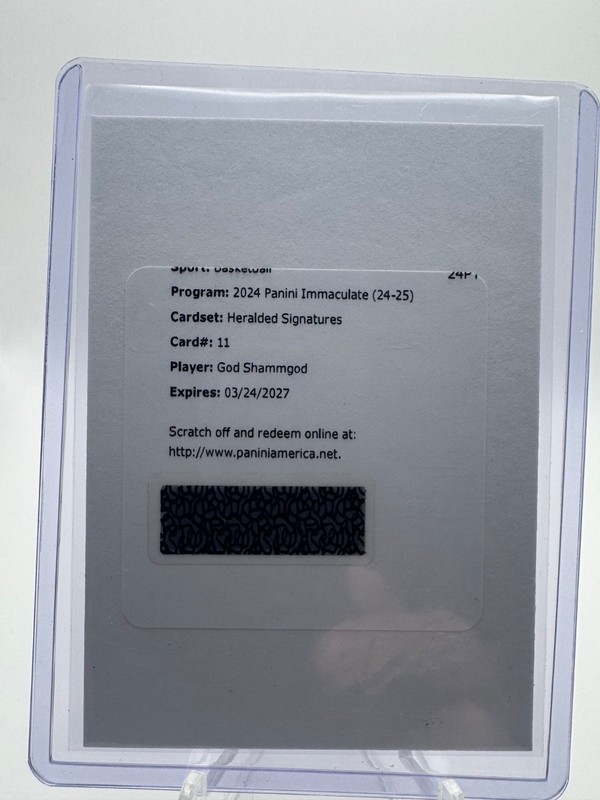 God Shammgod 2024-25 Immaculate Heralded Signatures Auto /99 Redemption