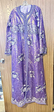 Womens One Size Purple  Silver Lace Polyester Moroccan Kaftan Robe w/ Sequins