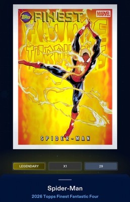 Topps Marvel Collect DIGITAL Finest FF Spider-Man Flame Throwers FT-08 Legendary