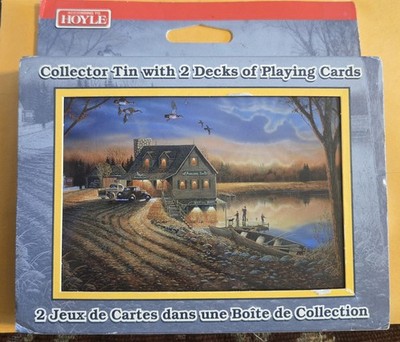 Two  Vintage Country Life Decks of Hoyle Playing Cards Sealed + Tin USA 