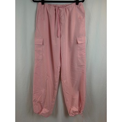 Pink Cargo Pants Drawstring Waist Elastic Cuffs Jogger Style Size Medium