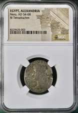 Emperor Nero Alexandria Egypt Graded Roman Tetradrachm 54-68AD NGC Graded Apollo