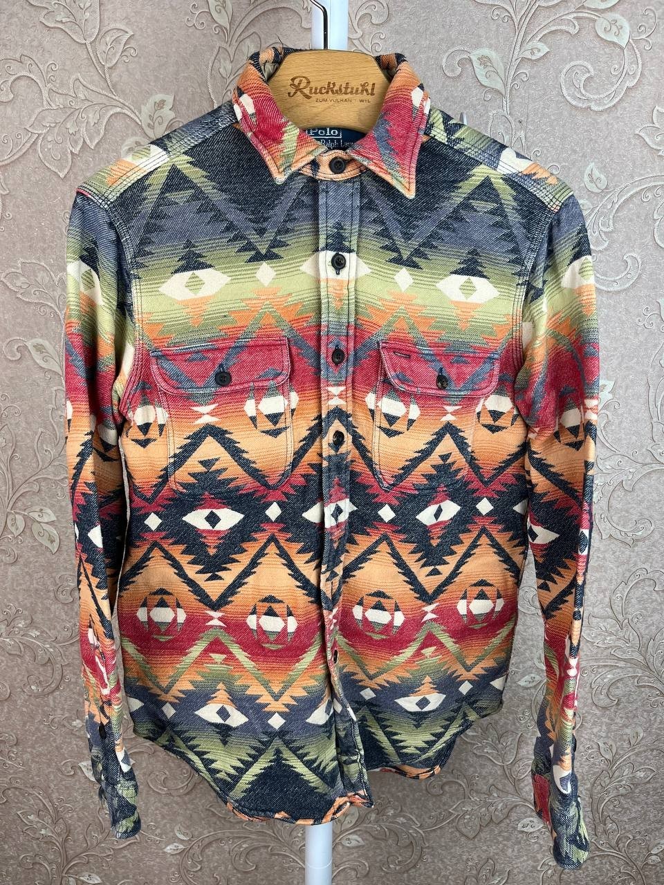 Polo Ralph Lauren Sportsman Patchwork Western Serape Southwestern Aztec Shirt M