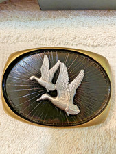 Buckle, belt, brass with two ducks flying. new in box