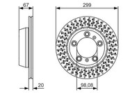 Pack De 2 - Bremsscheibe 0 986 479 A09 Bosch FüR Porsche