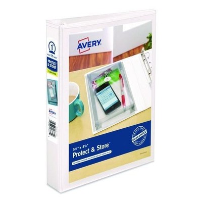 Avery Mini Protect & Store View Binder, Round Rings, 1'' Capacity, 8.5x5.5, White