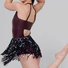 NWOT Weissman 15878 Elite Let Them Know Brown Leather Dance Costume, Size SA.