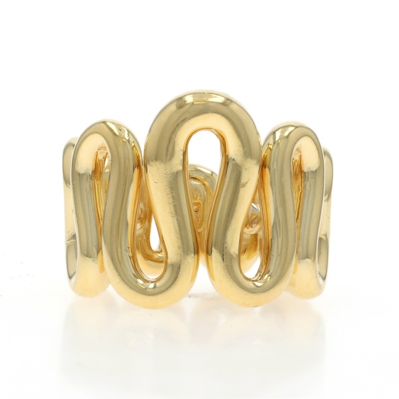 Yellow Gold Squiggle Wave Statement Ring - 18k SZ… - image 1