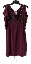 NWT Yoana Baraschi Anthropologie Womens Silk Berry Metal Short Sleeve Dress 10