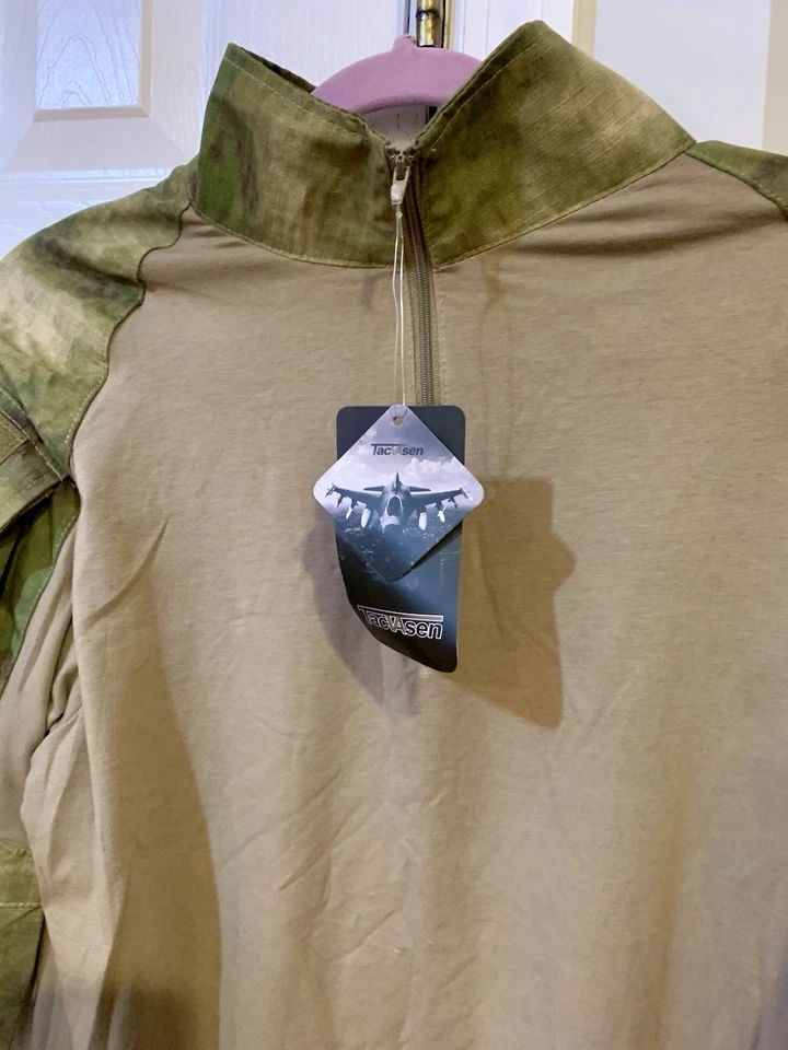 Camisa TACVASEN combate tático manga longa gola simulada 3XL bolsos utilitários nova com etiquetas - Imagem 3 de 4