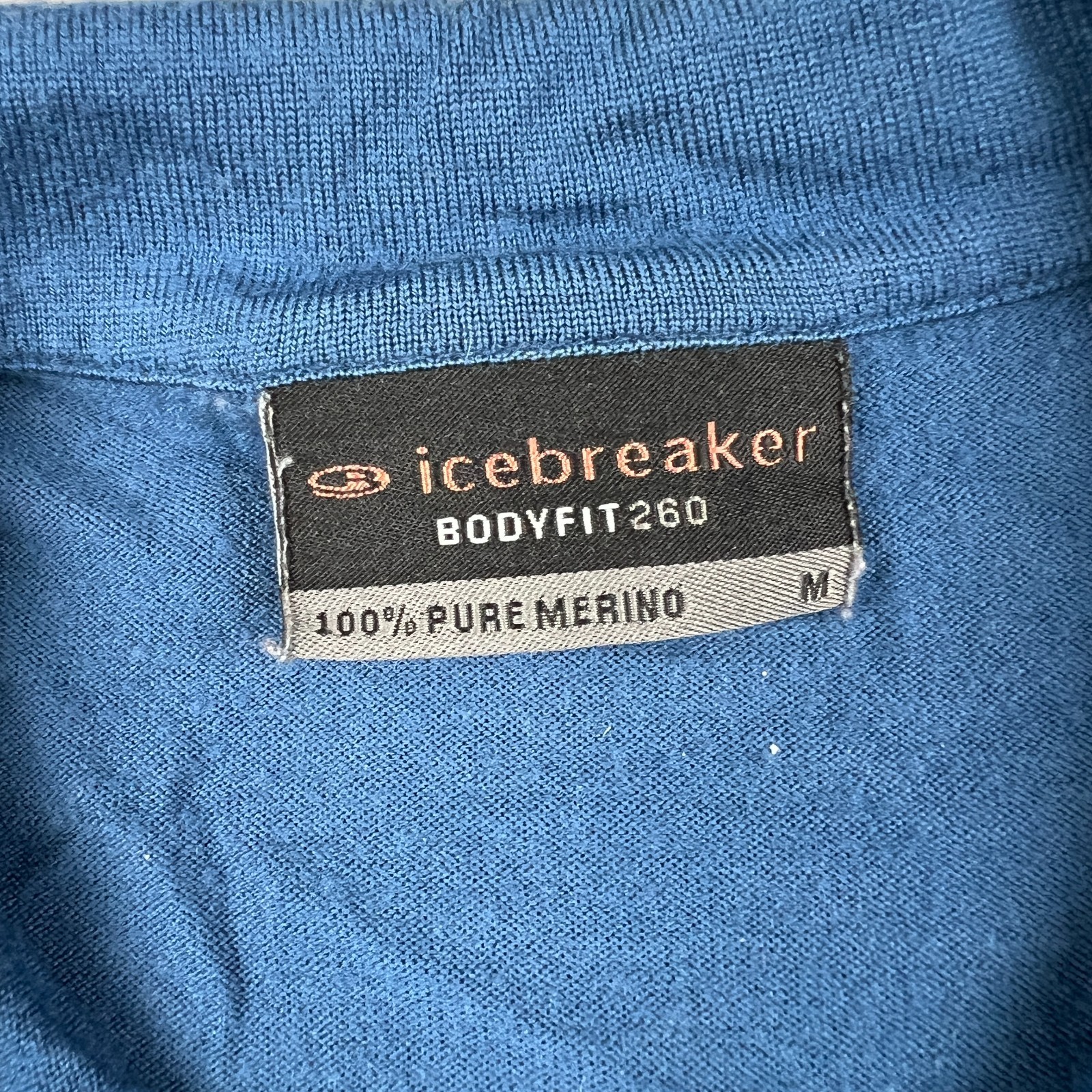 Icebreaker Bodyfit 260 Merino Wool Baselayer Zip Pullover Medium Mens Blue