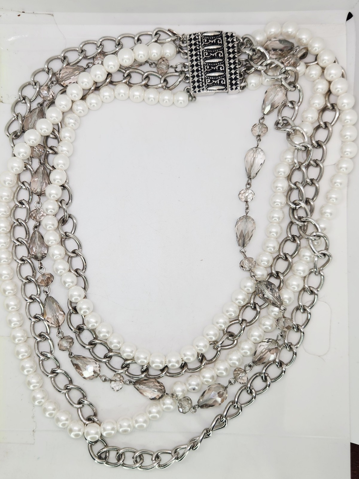 Premier Design Multi-Strand Chain Link Pearl Neck… - image 3