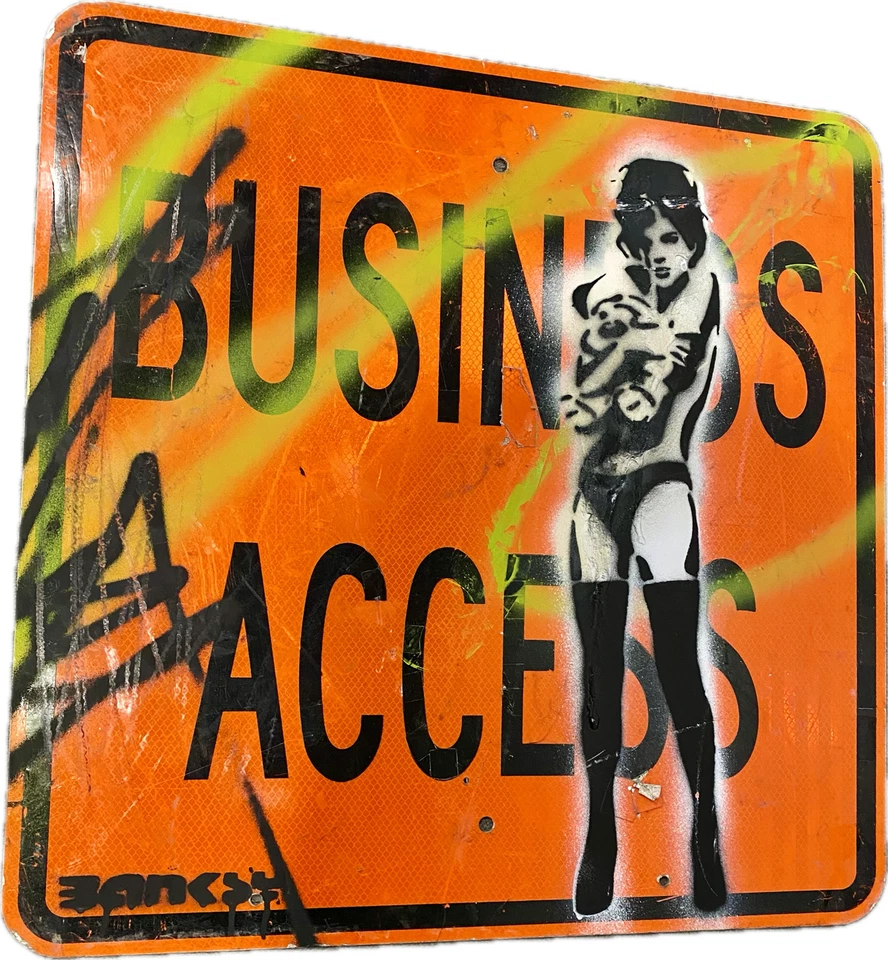 班克斯涂鸦艺术流行艺术罕见纽约性感女孩大号金属街道标志绘画 — 第 4/4 张图片