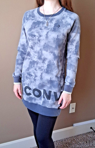 RARE Converse Grey Pattern Sweatshirt Dress with Side Pockets - Size Small