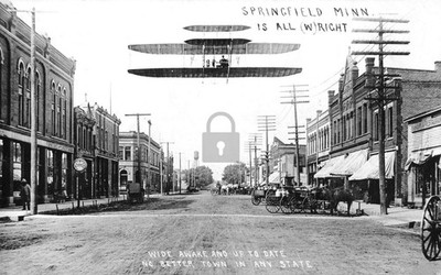 Street View Wright Bros Airplane Springfield Minnesota MN - Reprint