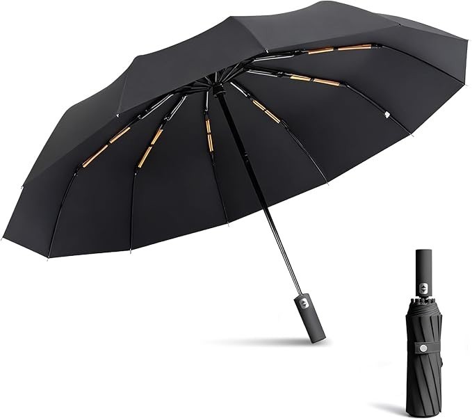 24K Strongest Windproof Travel Compact Umbrella Sturdy Frame Automatic Brolly