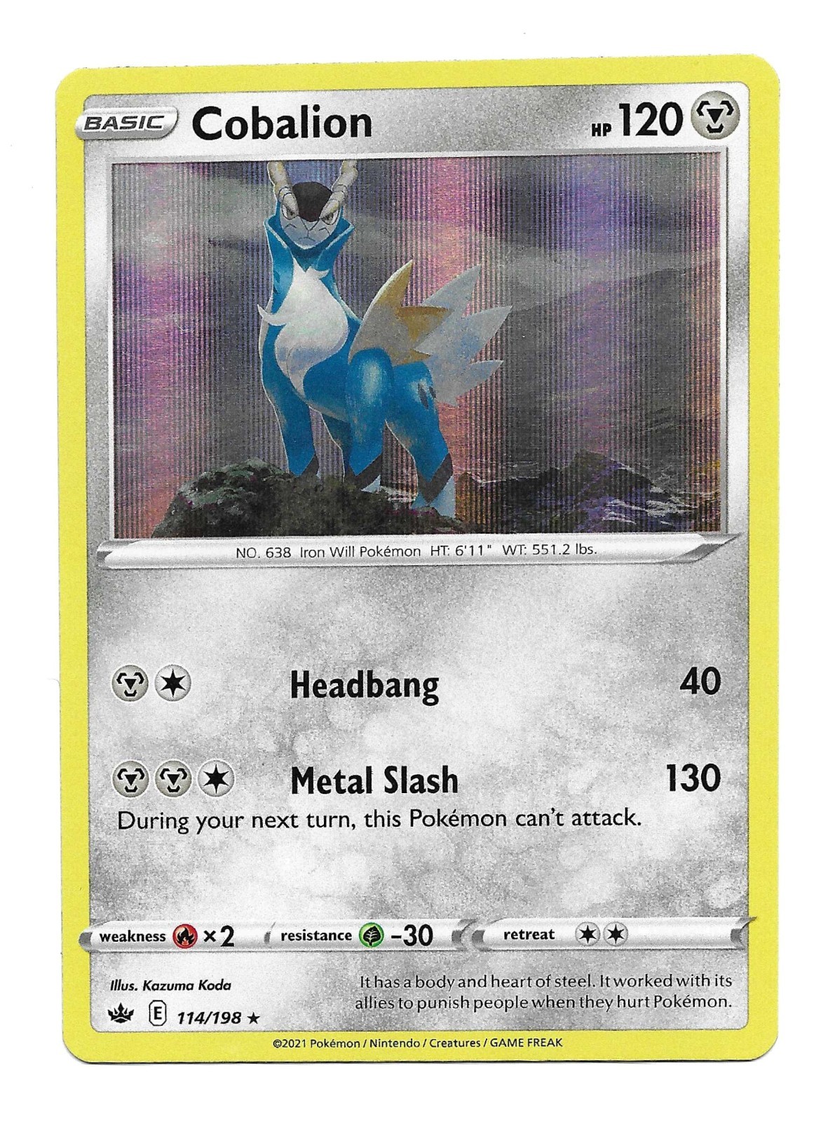 Cobalion SWSH06: Chilling Reign 114/198 Holo