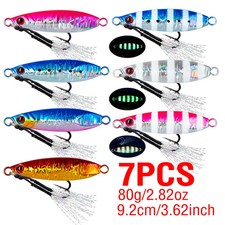 7Pcs Metal Jig Fishing Lure 14-100g Sinking Lure Bait Casting Lure Assist Hooks