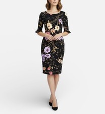 NWT Calvin Klein Black Floral Bell Sleeve Ruffle Sheath Dress Size 4 NEW 134