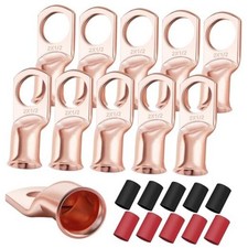 10PCS 2 AWG-1/2 Heavy Duty Battery Lugs with 3:1 Heat Shrink - 2AWG-1/2"