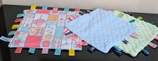 TAGGIES Mary Meyer Blue Green LOT of 3 Blankets Lovie Lovey Security Kids