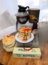 Cracker Barrel Christmas Ornaments 6 Pc Lot Pancakes Syrup Butter Coffee Biscuit